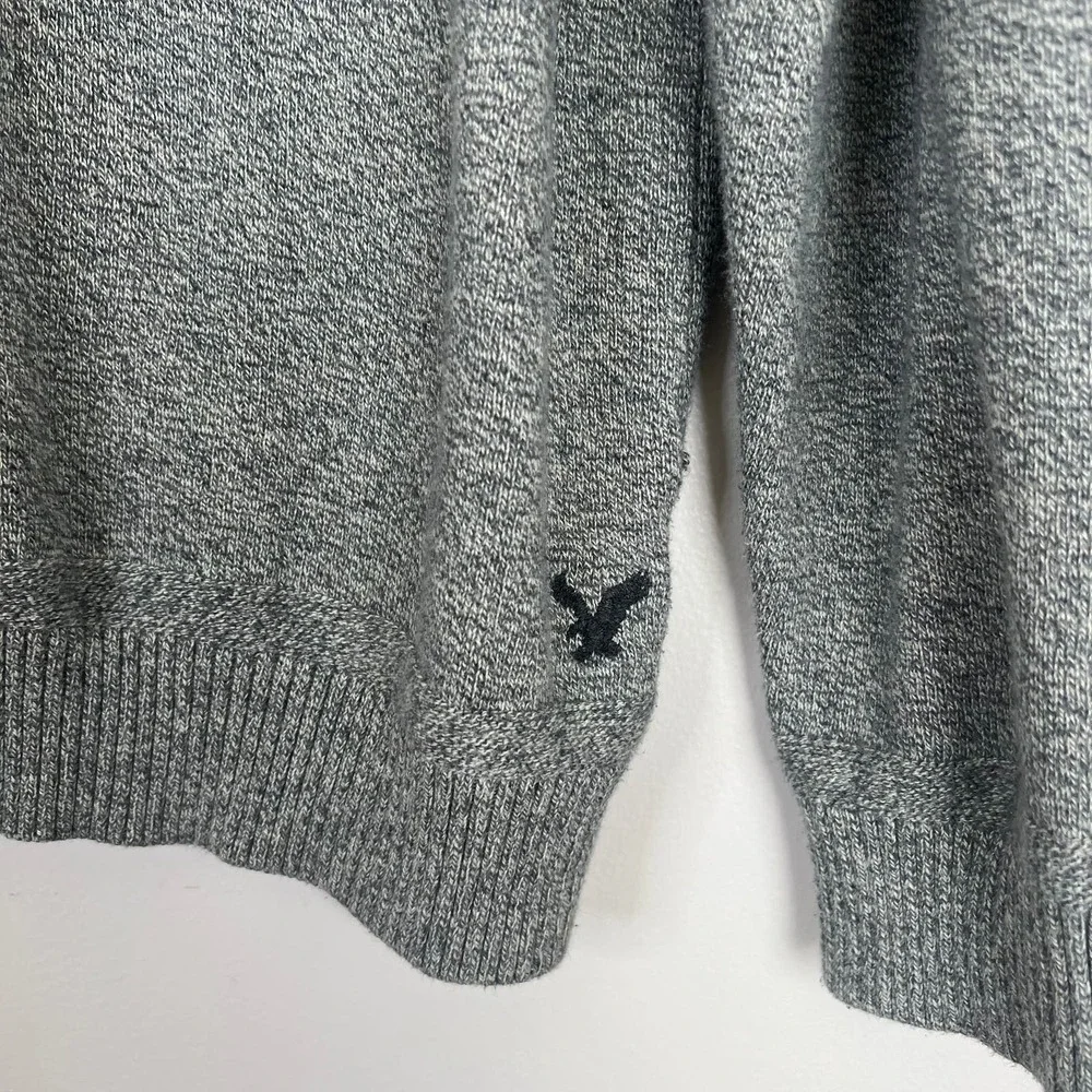 American Eagle Outfitters‎ Popover Heather Gray Long Sleeve 100% Cotton Sweater